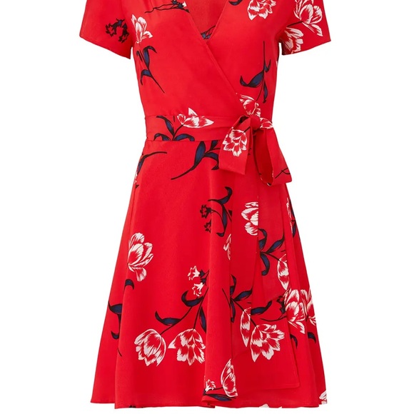 Yumi Kim Red Flutter Sleeve Wrap Dress Silk Size Large EUC - Picture 5 of 15